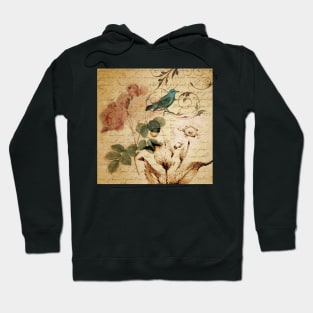 modern vintage rose bird paris french botanical floral art Hoodie